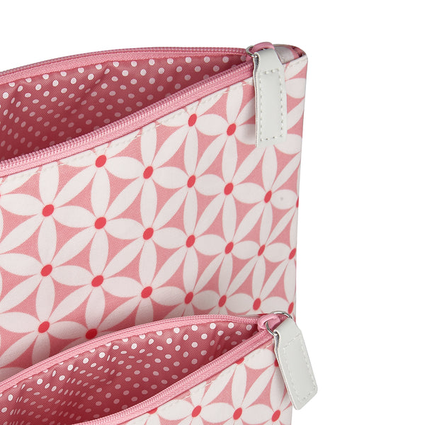 'Mia' Large and Small Makeup Bag Set in Starflower Pink