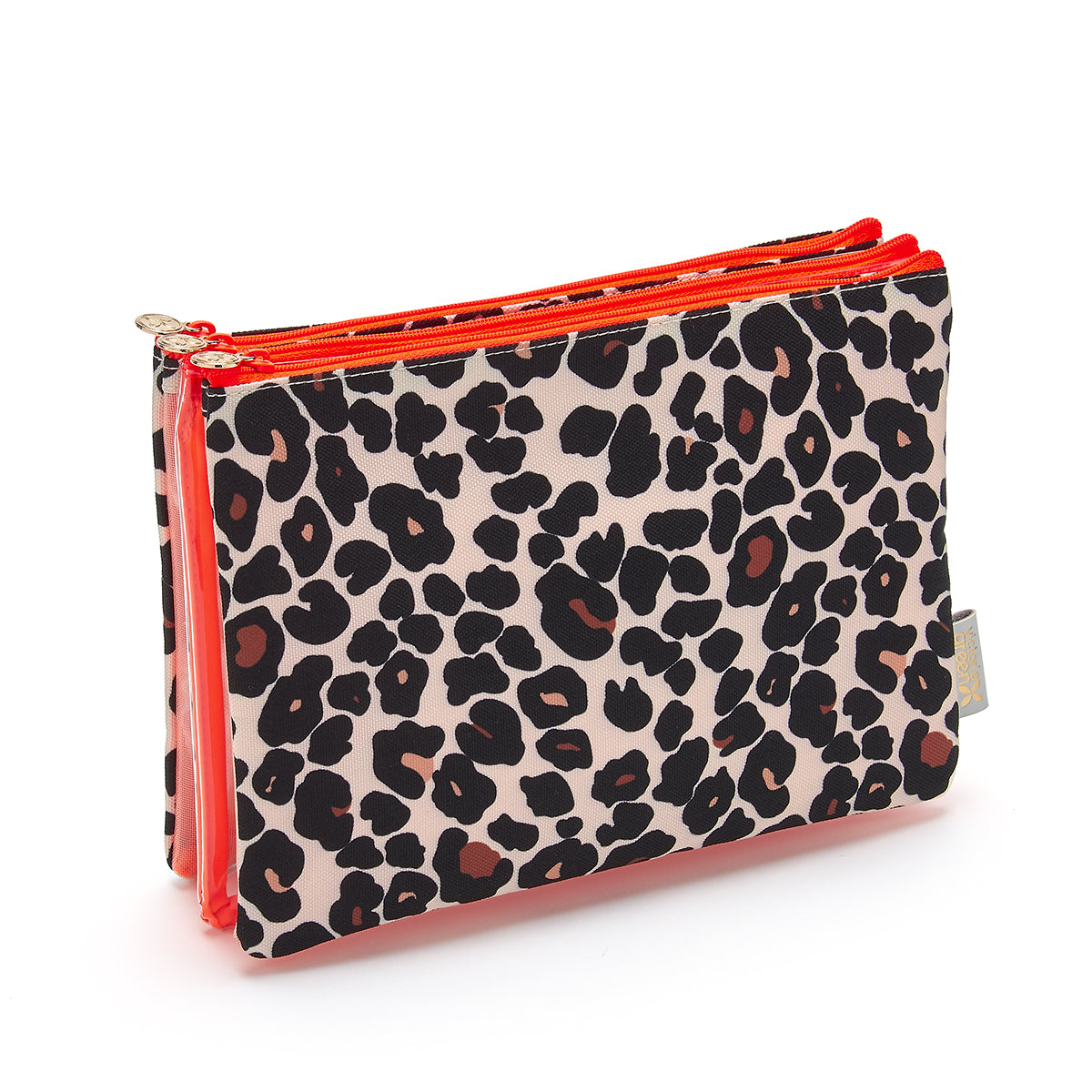 Glamlily 3 Pack Cheetah Print Makeup Bag Set, Cosmetic Travel Bags (3 Sizes)
