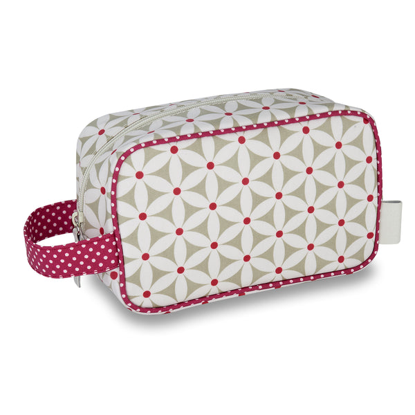 Travel wash bag with handle in daisy sage 