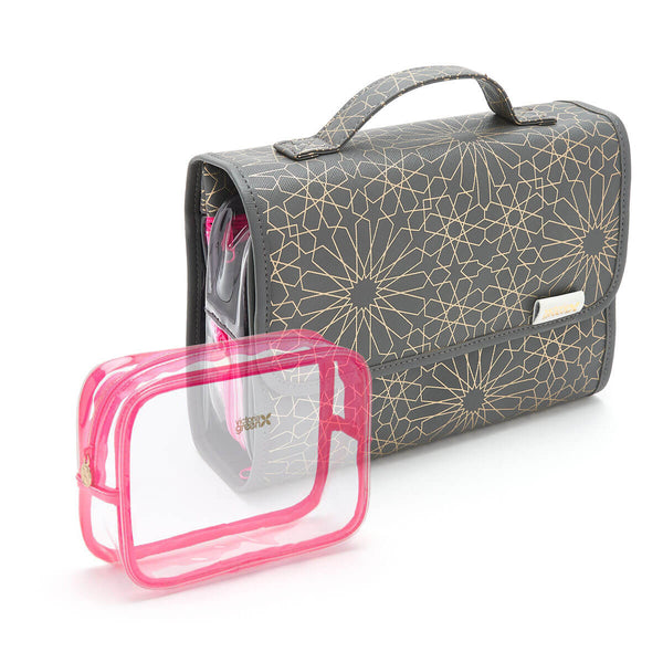 hanging wash bag and clear makeup bag set